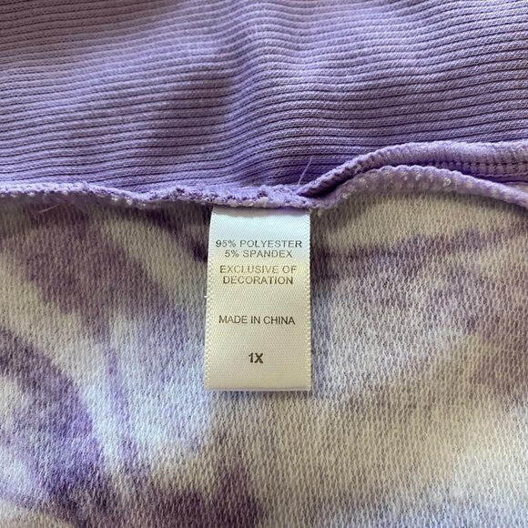 Cuddl Duds Women's Purple Marble Hoodie with rib trim - Picture 9 of 15